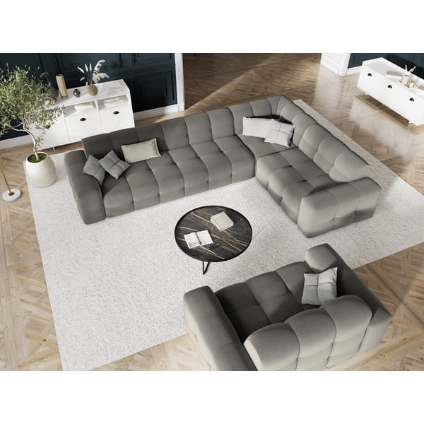 Siva žametna kotna zofa (desni kot) Kendal - Micadoni Home-image-1