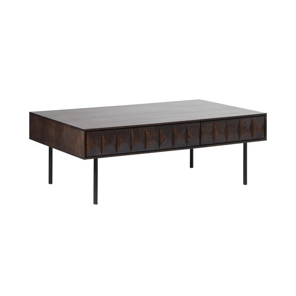 Temno rjava mizica z mizno ploščo v hrastovem dekorju 71x117 cm Latina – Unique Furniture-image-2