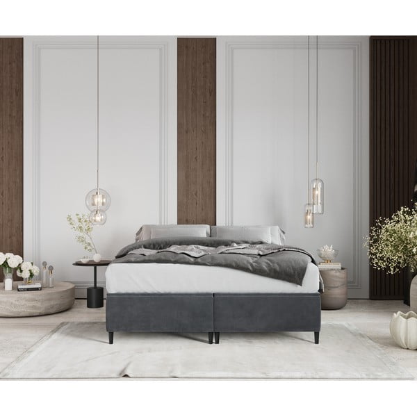 Antracitno siva oblazinjena zakonska postelja s prostorom za shranjevanje 160x200 cm Tate – Maison de Rêve-image-3