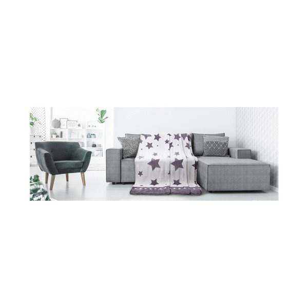 Bela in siva odeja iz mikrovlaken AmeliaHome Starlight, 70 x 150 cm-image-3