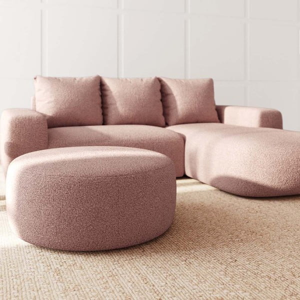 Rožnat tabure iz tkanine bouclé Monce – Rodier-image-1