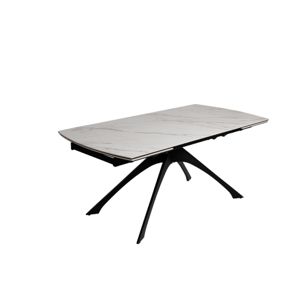 Raztegljiva jedilna miza z dodatno ploščo z mizno ploščo v marmornem dekorju 90x180 cm Rocía – Ixia