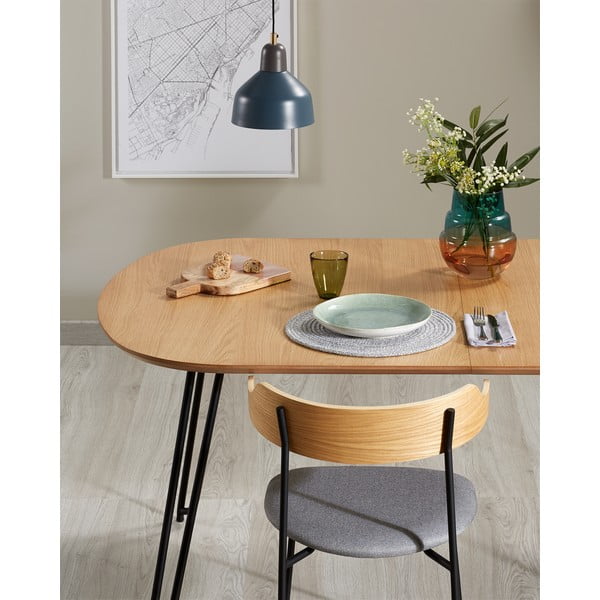 Raztegljiva jedilna miza v hrastovem dekorju 90x140 cm Novac – Kave Home-image-1