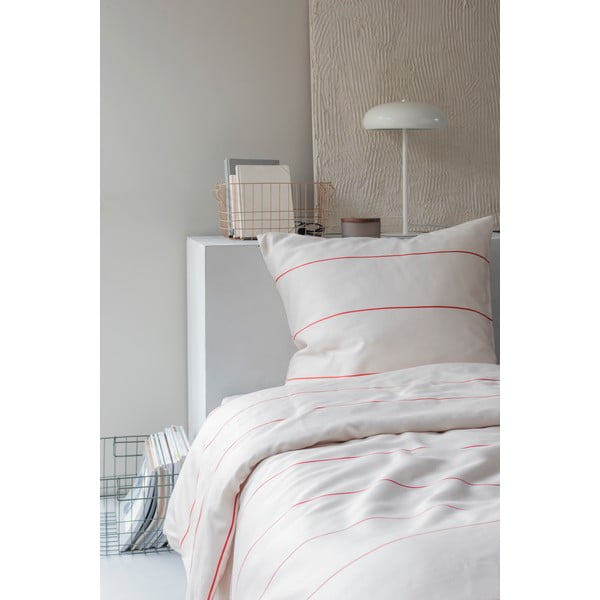 Rdeča/bež enojna posteljnina iz bombažnega satena 140x200 cm Align – Mette Ditmer Denmark-image-2