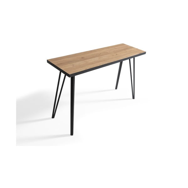 Črna/naravna stranska mizica z mizno ploščo v hrastovem dekorju 60x120 cm Sindi – Marckeric-image-3