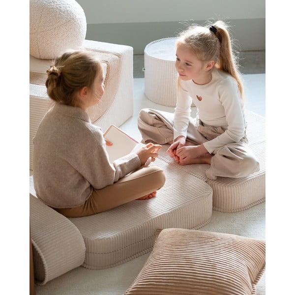 Kremno bel otroški fotelj iz rebrastega žameta Flip – Wigiwama-image-3
