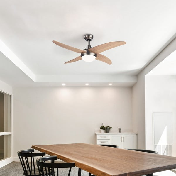 Stropna svetilka s časovnikom in ventilatorjem v svetli naravni barvi ø 13 cm Achilia – SULION-image-1