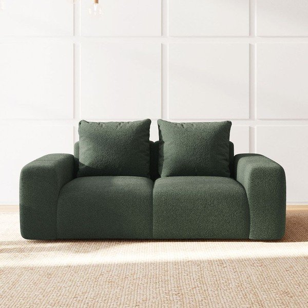 Zelena sedežna garnitura iz tkanine bouclé 212 cm Monce – Rodier-image-3