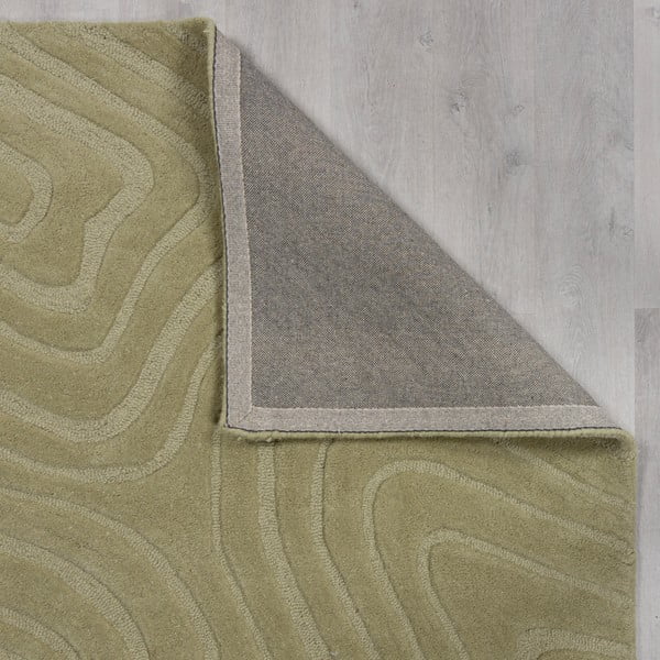 Kaki zelen ročno tkan volnen tekač 60x230 cm Mesmerise Sage – Flair Rugs-image-4