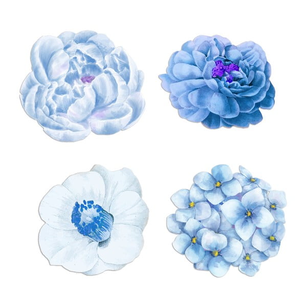 Komplet 4 dekorativnih podstavkov iz jute Madre Selva Blue Flowers