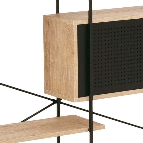 Črna knjižna omara v hrastovem dekorju 172x188 cm Angus - Actona-image-3