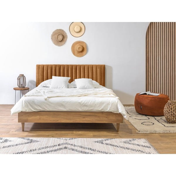 Zakonska postelja z letvenim dnom 180x200 cm v bakreni in naravni barvi Oceane – Bobochic Paris-image-2