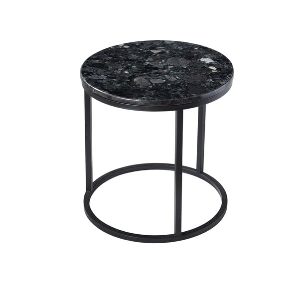 Miza iz črnega granita s črnim podnožjem RGE Crystal, ⌀ 50 cm