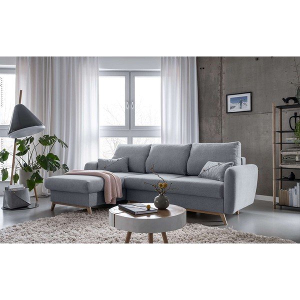 Svetlo siva raztegljiva sedežna garnitura Miuform Scandic Lagom, levi kot-image-3