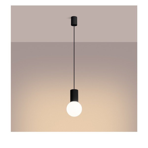 Črna viseča svetilka s steklenim senčilom ø 12 cm Orbital – Sollux-image-4