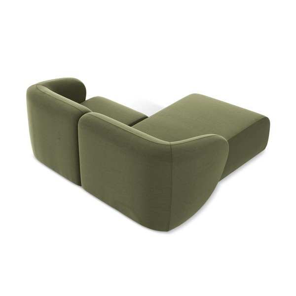 Zelena žametna kotna sedežna garnitura (levi kot/z ležalnikom) Lani – Makamii-image-3