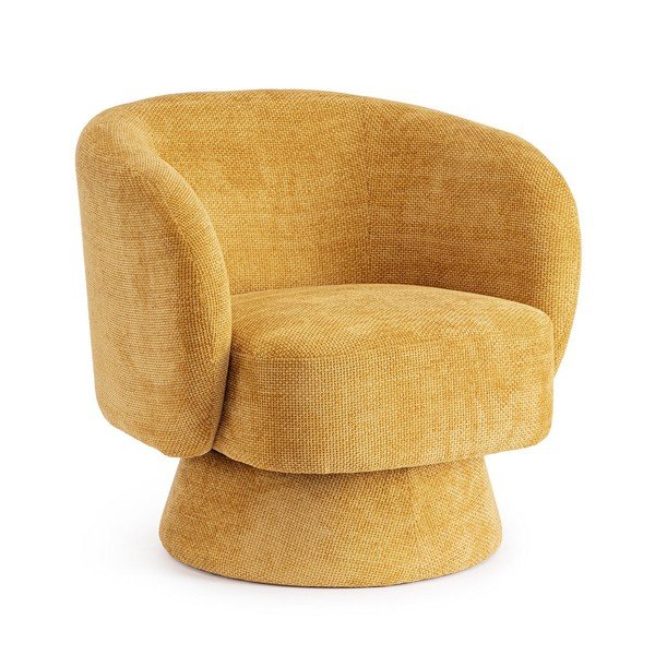 Gorčično rumen vrtljiv fotelj iz šenilje Julienne – Bizzotto