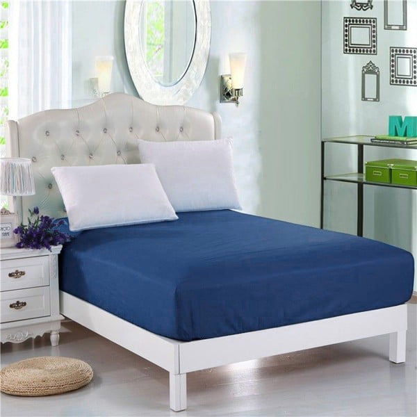 Modra neelastična rjuha za zakonsko posteljo Purreo Muneco, 160 x 200 cm