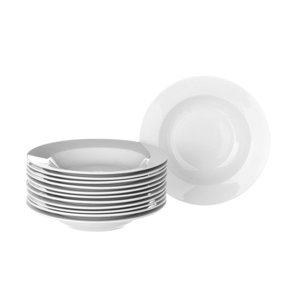 Komplet 12 beliih porcelanastih krožnikov Casa Selección Elegant