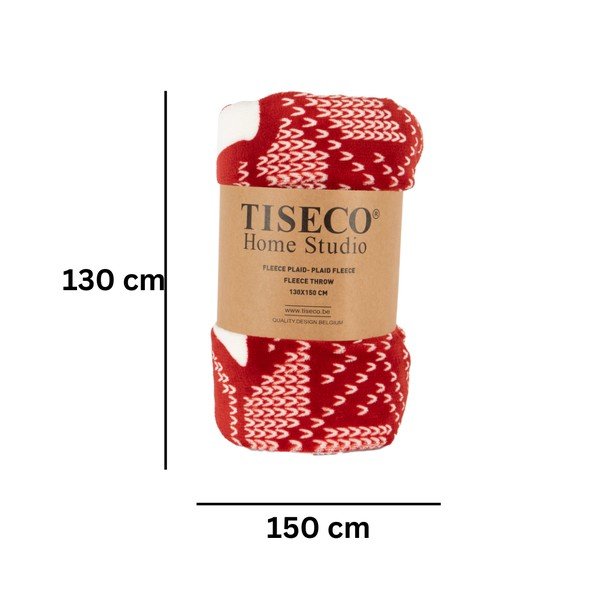 Rdeča odeja z božičnim motivom iz sherpa flisa 130x150 cm – Tiseco Home Studio-image-3