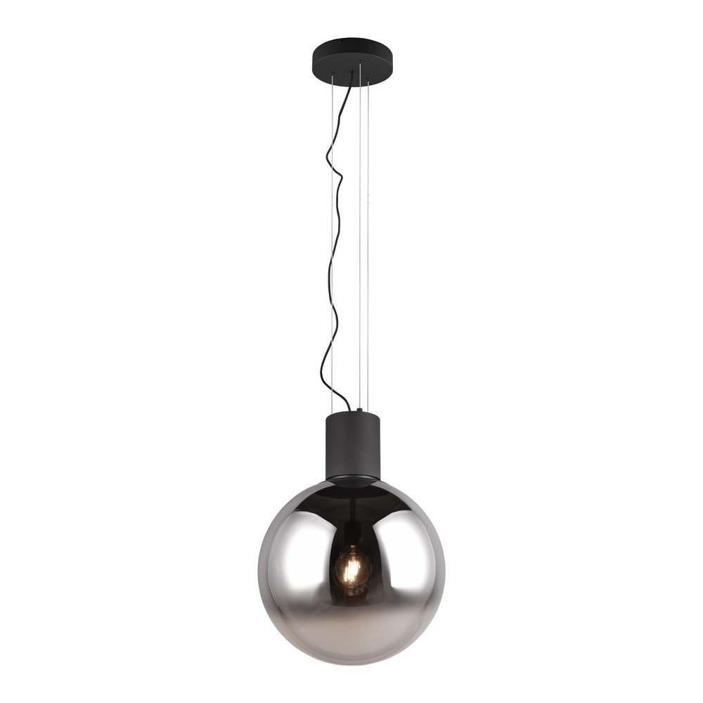 Črna LED viseča svetilka s steklenim senčilom ø 50 cm Cipallone