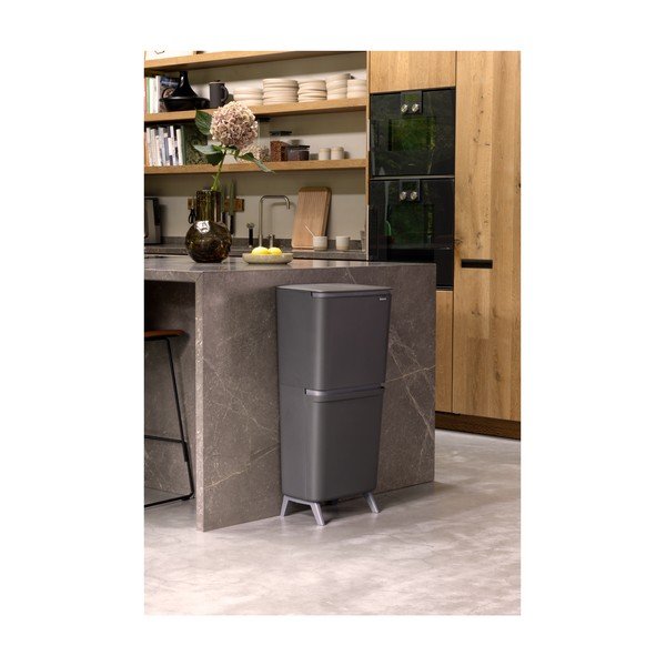 Temno siv plastičen koš za smeti 25+10+10 l za ločevanje odpadkov SortUp Recycle Hi – Brabantia-image-1