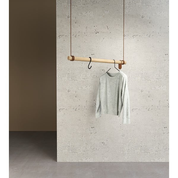 Stenski obešalnik iz masivnega hrasta v naravni barvi 80 cm Swing M – LIND DNA-image-1