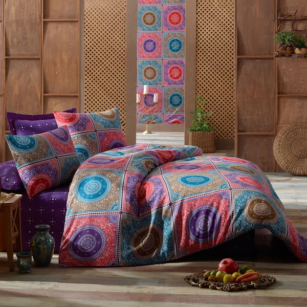 Prevleka za dvojno posteljo Ornament Vijolična, 200 x 220 cm