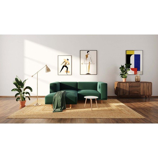 Temno zelena žametna kotna sedežna garnitura (z levim kotom) Kukumo – Ame Yens-image-3