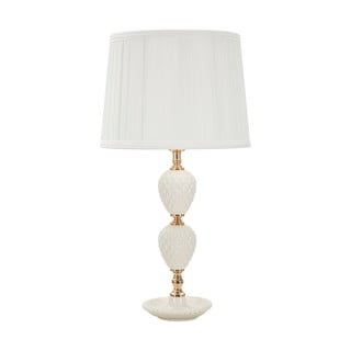 Bela namizna svetilka s tekstilnim senčilom (višina 57 cm) Torre – Mauro Ferretti