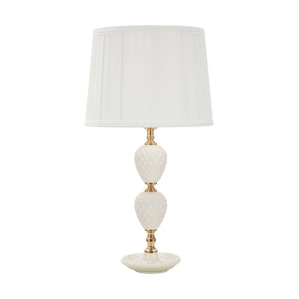 Bela namizna svetilka s tekstilnim senčilom (višina 57 cm) Torre – Mauro Ferretti