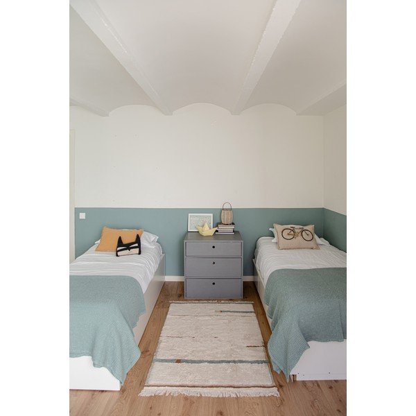 Modra/kremno bela pralna ročno tkana bombažna preproga 90x130 cm Lanes Vintage Blue – Lorena Canals-image-3