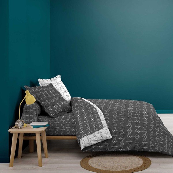 Temno siva napenjalna bombažna rjuha 140x190 cm Aristide – douceur d'intérieur-image-1