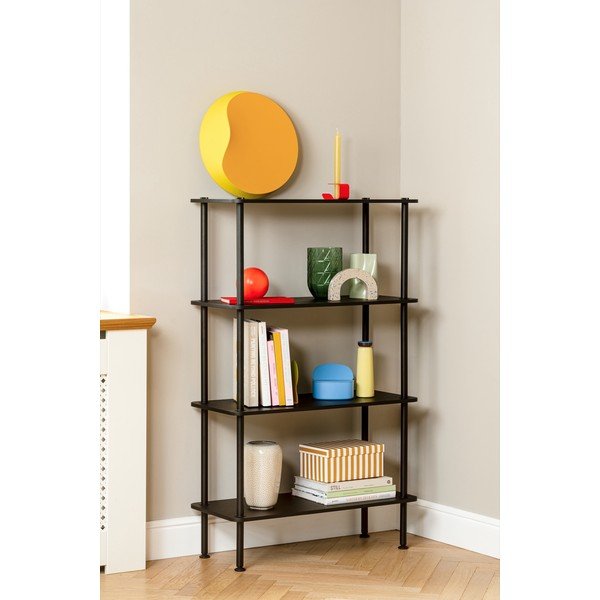 Črn regal v hrastovem dekorju 80x163x35 cm Teidi – noo.ma-image-2