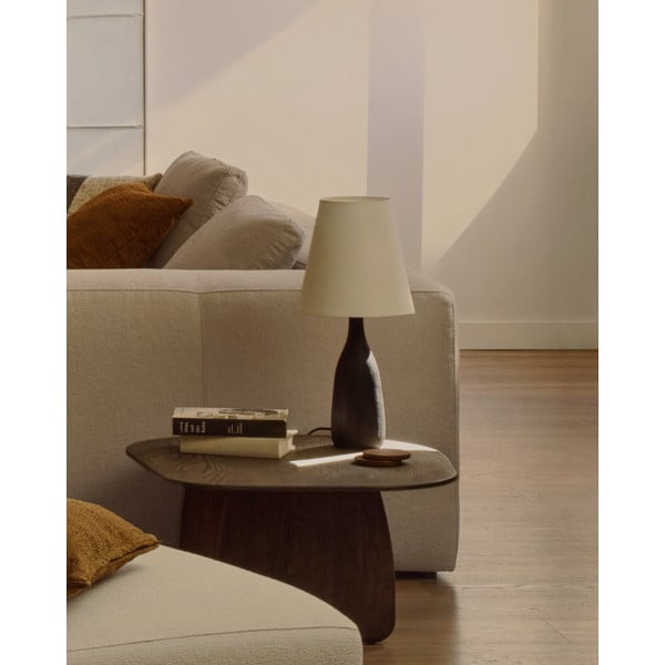 Črna/kremno bela namizna svetilka s tekstilnim senčilom (višina 56 cm) Luvia – Kave Home-image-2