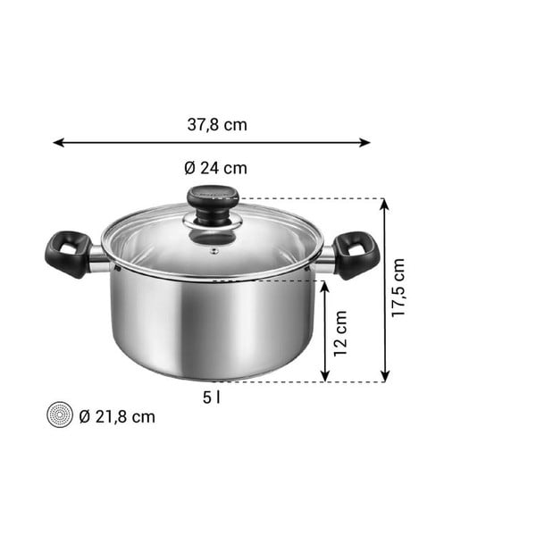 Lonec iz nerjavečega jekla s pokrovko za indukcijsko ploščo 5 l Brava – Tescoma-image-3