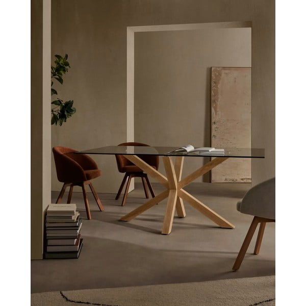 Steklena jedilna miza s podnožjem v naravni barvi Kave Home, 160 x 90 cm-image-1