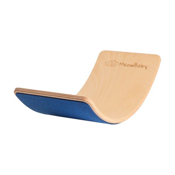 Ravnotežna deska iz masivnega bora v modri in naravni barvi 80x30x18 cm Montessori – Meowbaby