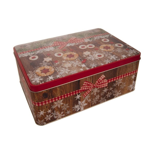 Kovinska škatla z božičnim vzorcem Orion Christmas, 25,5 x 18 x 9,5 cm