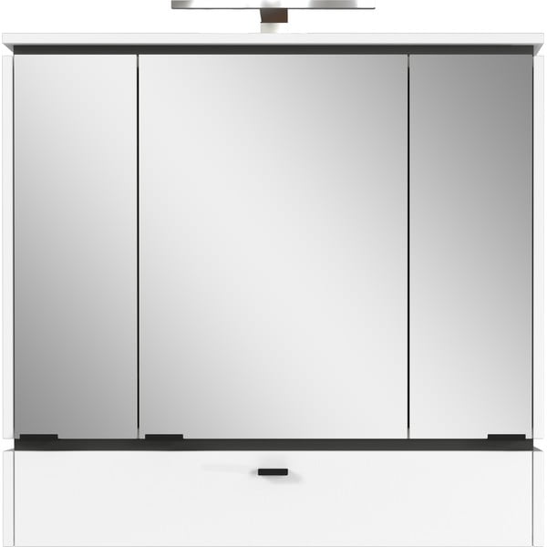 Bela kopalniška omarica z ogledalom in lučjo 79x80 cm Modesto – Germania