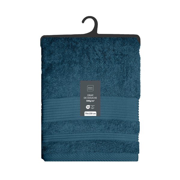 Temno modra frotirna bombažna brisača 70x130 cm Tendresse – douceur d'intérieur-image-4