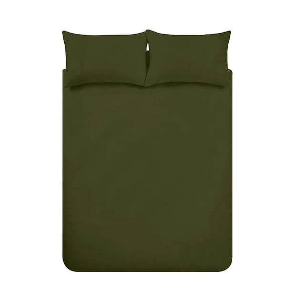 Kaki zelena podaljšana flanelna posteljnina za zakonsko posteljo 230x220 cm Brushed – Catherine Lansfield-image-3