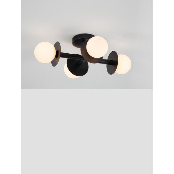 Bela/črna kovinska stropna svetilka s steklenim senčilom 37x51 cm Pielo – Nova Luce-image-1