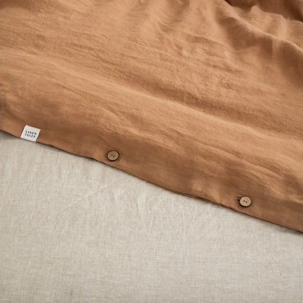 Rjava lanena posteljnina za zakonsko posteljo 200x200 cm – Linen Tales-image-2