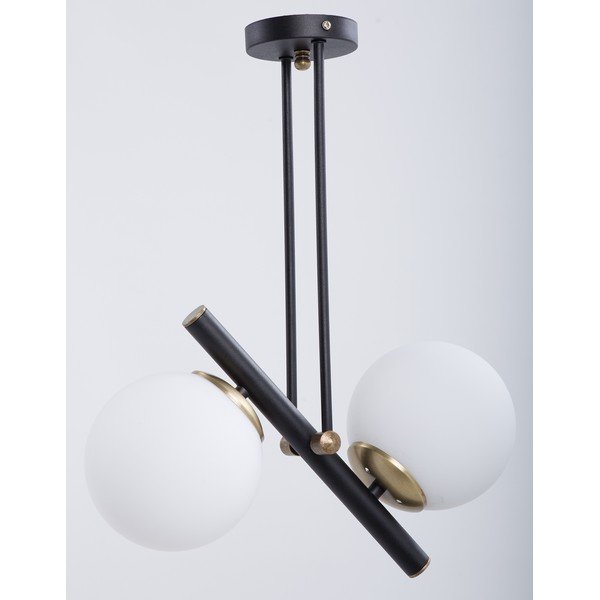 Črno-bela stropna svetilka s steklenim senčilom ø 15 cm Libra – Squid Lighting-image-1