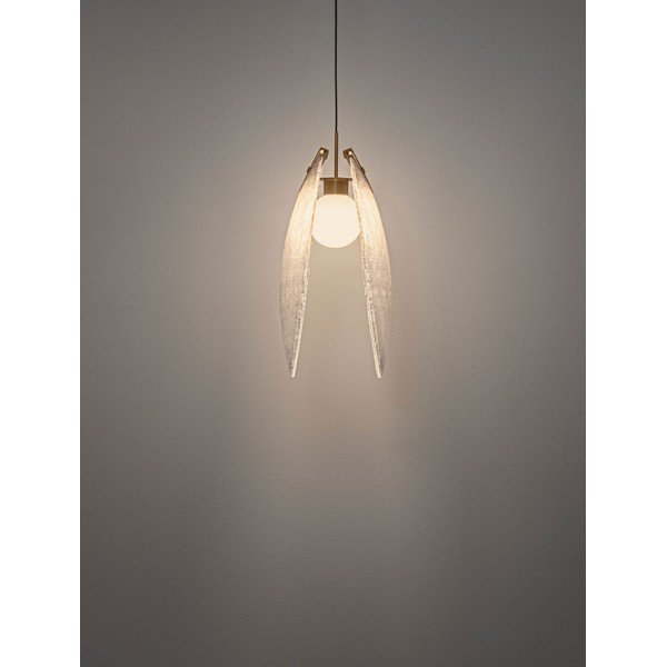 Medeninasta jeklena LED viseča svetilka s steklenim senčilom Shelina – Nova Luce-image-2