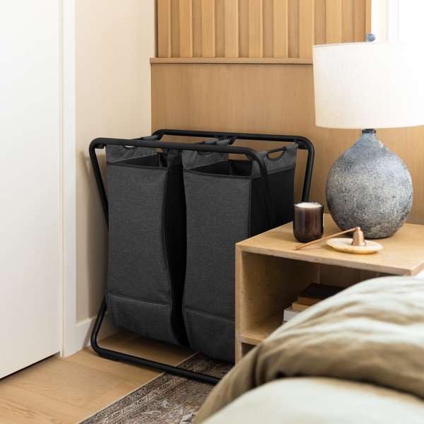 Temno siv tekstilni zložljiv koš za perilo 200 l – simplehuman-image-1