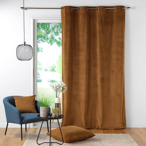 Rjava zavesa iz rebrastega žameta 140x260 cm Casual – douceur d'intérieur-image-2