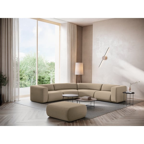 Bež žameten tabure Ekahi – Makamii-image-1