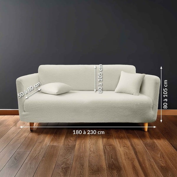 Kremno bela raztegljiva prevleka za sedežno garnituro za trosed Laina – douceur d'intérieur-image-2